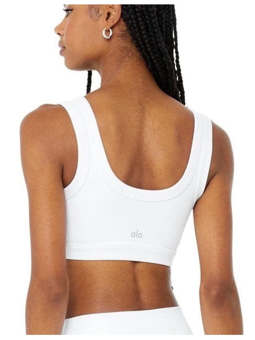 2 ALO Yoga Neon Green, black and white Ribbed Scoop-Back Wellness Sports Bras